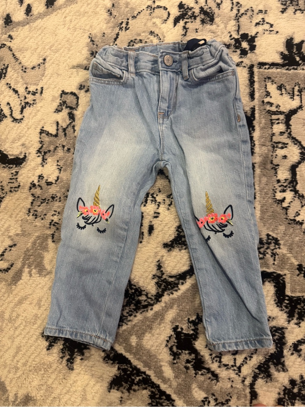 GAP Light Blue Unicorn Jeans with Floral Detail